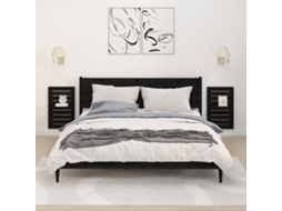 Vidaxl Prateleiras De Montagem Na Parede 2 Pcs Pinho Maciço Preto