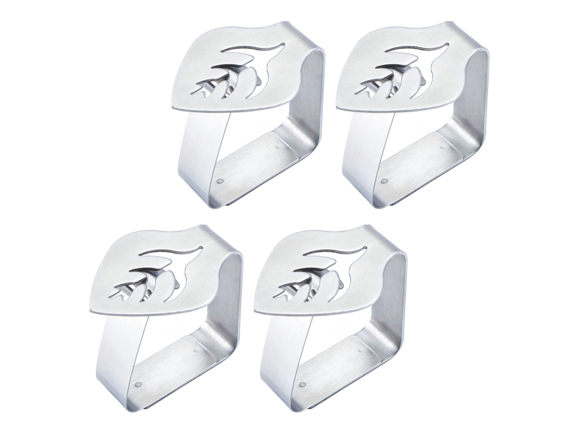 4pcs Prendedores de Mantel de Aço Inoxidável Ajustáveis para Mesa, Piqueniques, Festas e Casamentos com Marca