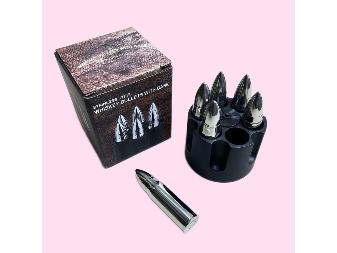 Pedra de uísque Bullet com caixa vintage Madeira, cubos de gelo de aço inoxidável, conjunto de presente de uísque para homens