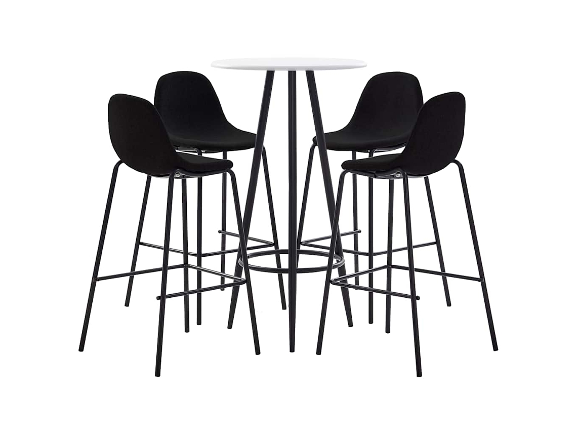 Vidaxl 5 Pcs Conjunto De Bar Tecido Preto