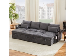 Sofá-cama U Cinza 4l, Porta-copos, Armazenamento, Canto. -kd