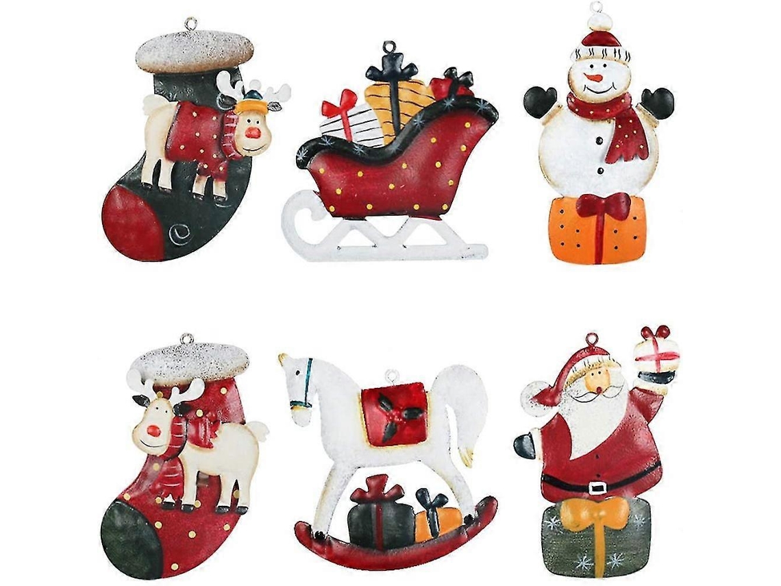 Enfeites De Resina Para Árvores De Natal , Enfeites De Natal Pendurados, Meias De Natal De Papai Noel E Boneco De Neve. Olysi Shop (pacote Com 6)