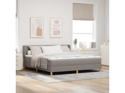 Vidaxl Cama Box Com Cabeceira Cinzento-acastanhado 200 X 180 Cm Tecido