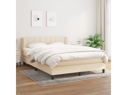 Vidaxl Cama Com Molas/colchão 140x190 Cm Tecido Cor Creme