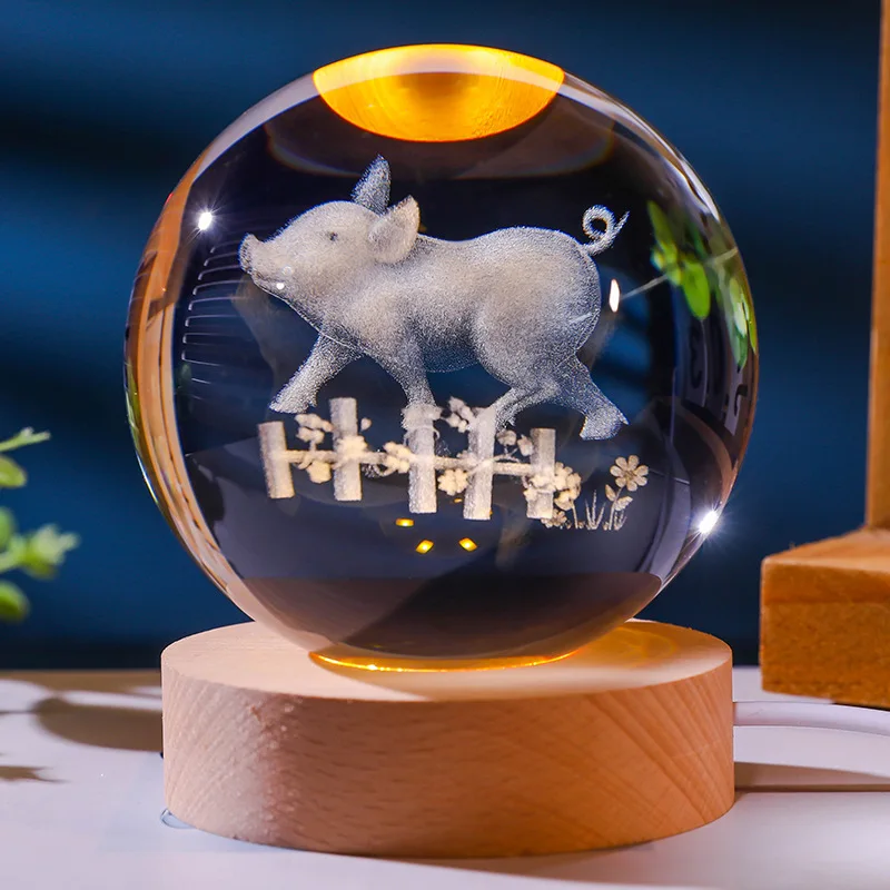 Luminária Noturna Bola de Cristal , Luminária Esculpida em 3d, Decoração para Casa MDUG (luz Colorida)