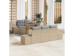 Vidaxl Conjunto De Sofá De Jardim 6 Unid. Bege E Cinza
