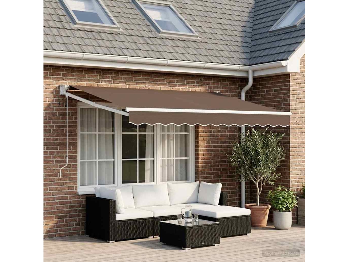 Vidaxl Toldo Retrátil Elétrico Cinzento-acastanhado