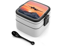 Marmita Bento Empilhável Com Estampa De Avião Ao Pôr Do Sol Para Adultos, À Prova De Vazamentos, Tamanho Grande, Com