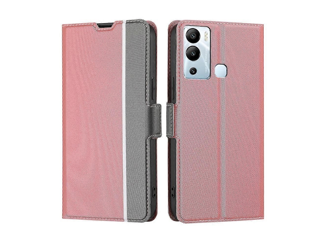 Capa De Couro Com Textura Sarjada E Fivela Lateral Para Infinix Hot 12i