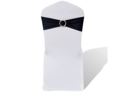 Banda Decorativa Para Cadeira, Elástico, Em Preto Com Fivela Diamante