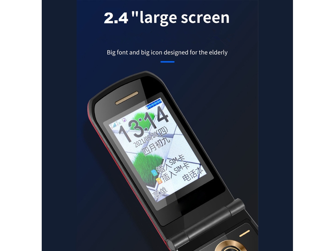 Laxiscreed Telefone Clamshell Gsm Desbloqueado Dual Sim Para Uso Fácil E Prático