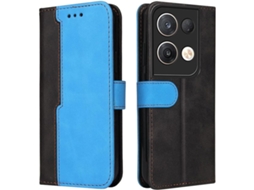 Capa Fólio Tipo Fecho Proteção para Oppo Reno8 Pro 5G HONGWE. Pele Magnética Retro Azul