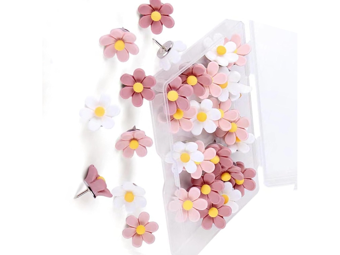 50 Alfinetes Em Formato De Flor Para Quadros Cortiça, Avisos De Escritório, Exibição De Fotos Em Cadernos Flores
