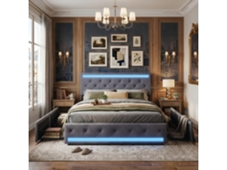 Cama Estofada com Led RGB e Usb LAZYSPACE