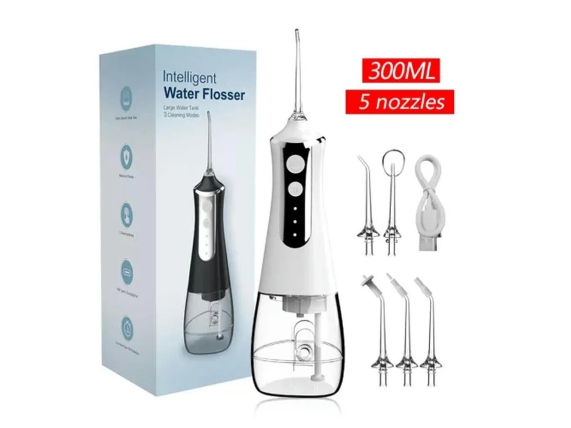 Irrigador Oral Yizhood 5 Bocais 3 Modos Usb 300ml Tanque Branco