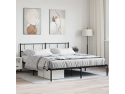 Vidaxl Estrutura De Cama Com Cabeceira 200x200 Cm Metal Preto