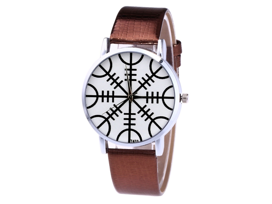 Relógio feminino analógico de quartzo com pulseira de PU, presente perfeito (café)
