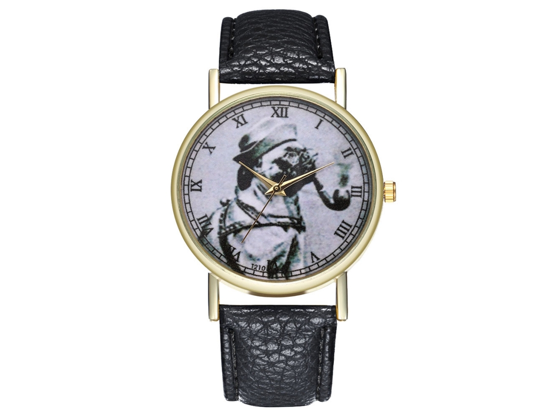 Reloj De Cuero Antiguo Moderno Pareja Unisex Quartz Pulsera Negro