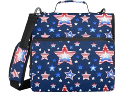 Pasta Organizadora De 3 Argolas 1, 5 Polegadas Com Zíper, Alça De Ombro E Mão, Estampa Da Bandeira Americana, Azul