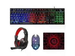 Conjunto Luminoso De Teclado E Mouse 4 Em 1 Com Fones De Ouvido E Mousepad. Olysi Shop