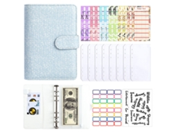 A6 Cloth Waffle Notebook For Cash Budget Challenge Blue With 12-cash Cards, 8-bill Envelopes, 2-english Clear Stickers