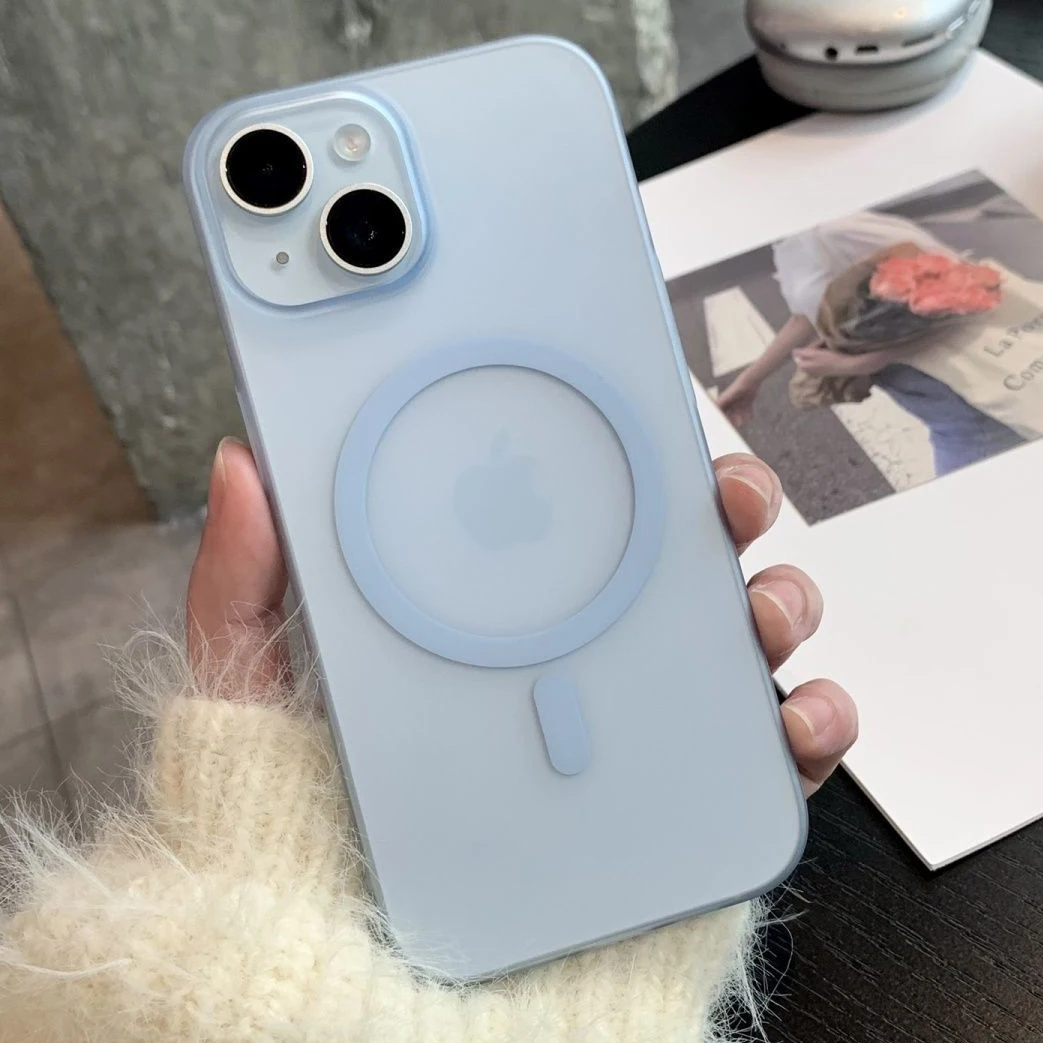 Capa Protetora Rígida De Policarbonato Ultrafina, Semitransparente E Resistente A Impactos (para Iphone 15 Plus Azul).