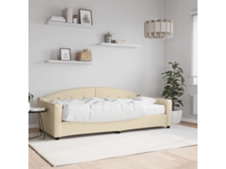 Sofá cama con colchón de 90x200 cm, tela color crema