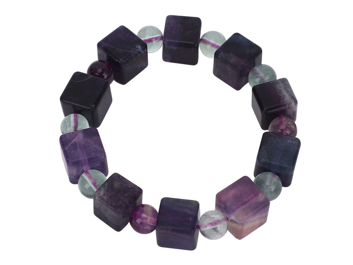 Pulseira de Cristal de Cubo Elástica com Pérolas para Mulher Elegante Presente