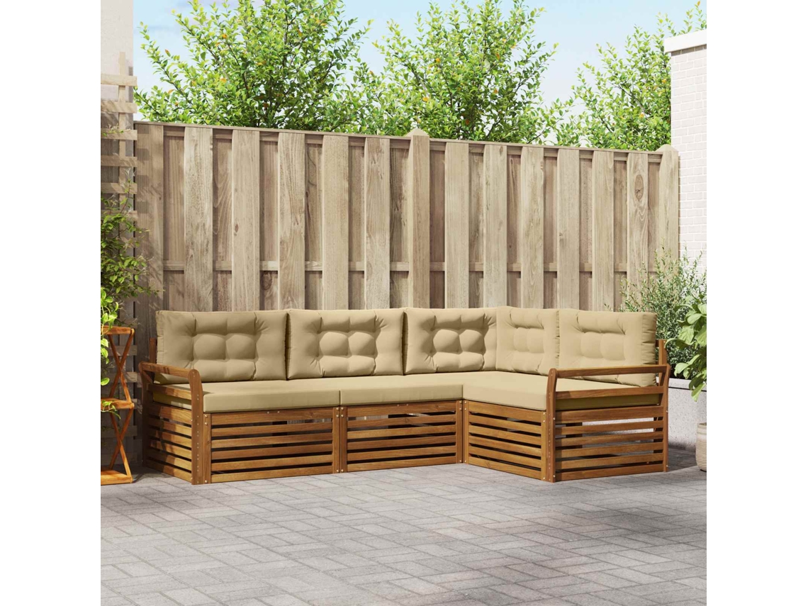Vidaxl Conjunto De Sofás Para Exterior 4 Unid. Natural E Bege