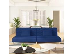 Vidaxl Sofá-cama 2 Lugares Com Duas Almofadas Tecido Azul