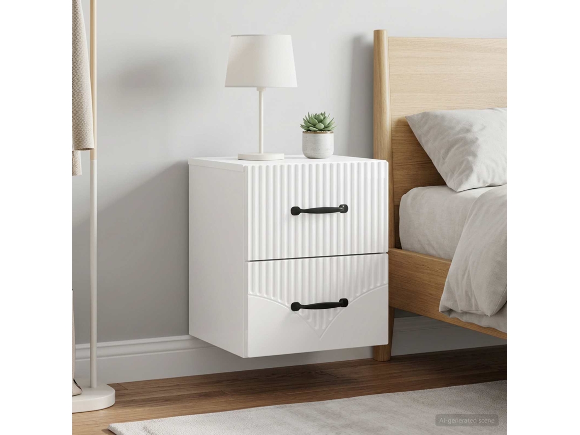 Vidaxl Gabinete De Canto Montado Na Parede 2 Unid. Branco Brilhante