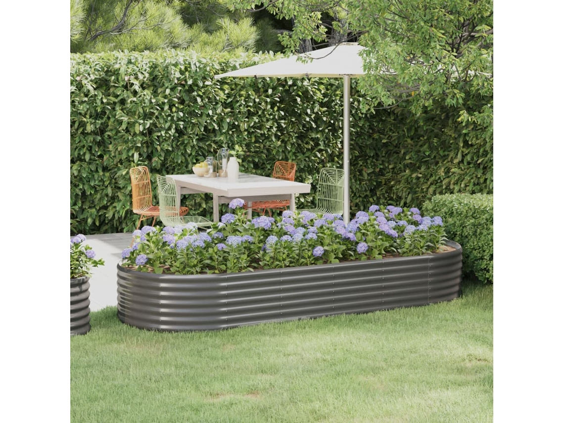 Vidaxl Canteiro Elevado Jardim 249x100x36 Aço Galvanizado Cinzento