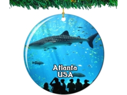 Georgia Aquarium Atlanta America Eua Decoração De Porcelana Dupla Face Suspensa 7 Cm