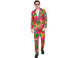 Terno de festa tropical fúcsia engraçado para homens