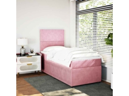 Vidaxl Cama Com Molas/colchão 80x200 Cm Veludo Rosa