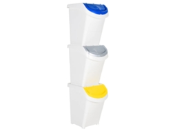 Vidaxl Caixotes Do Lixo Com Tampa Empilháveis 3 Pcs 120 L Pp Branco