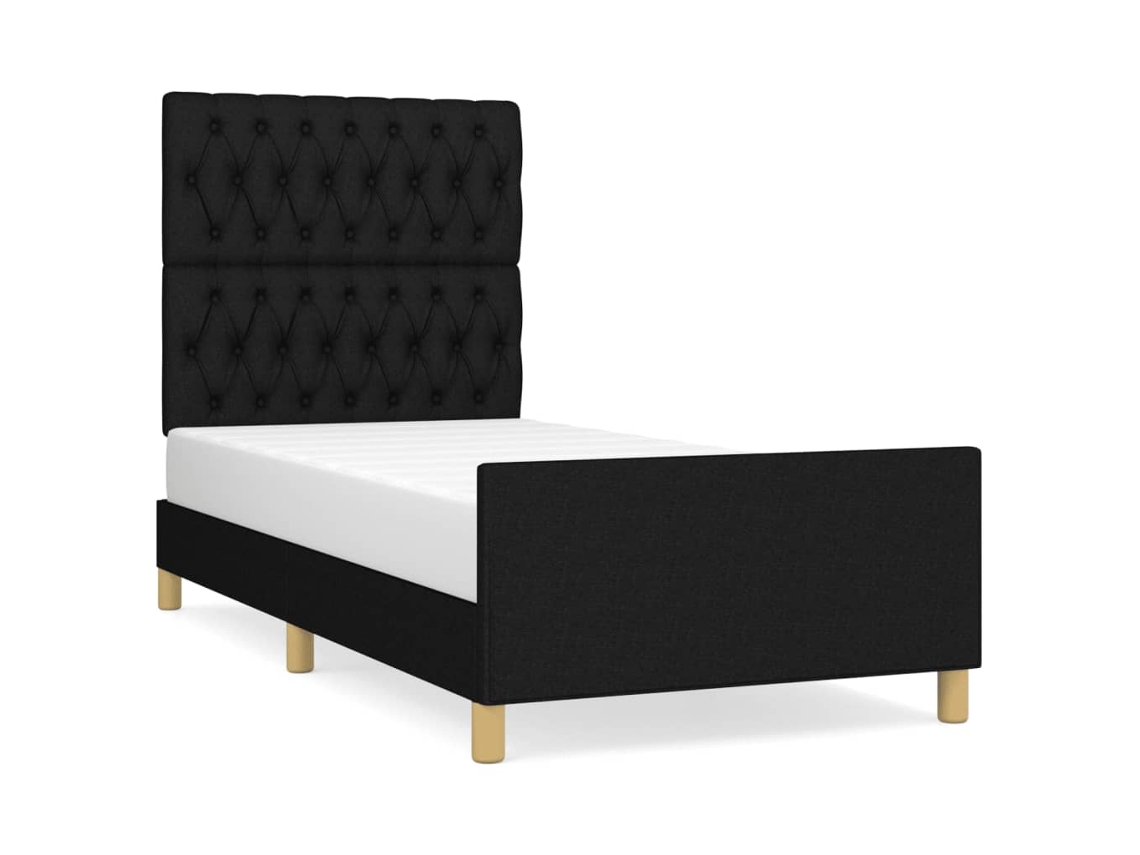 Bed Frame With Headboard, Bed Frames With Headboards Vidaxl Preto Tecido (90 X 200 Cm)
