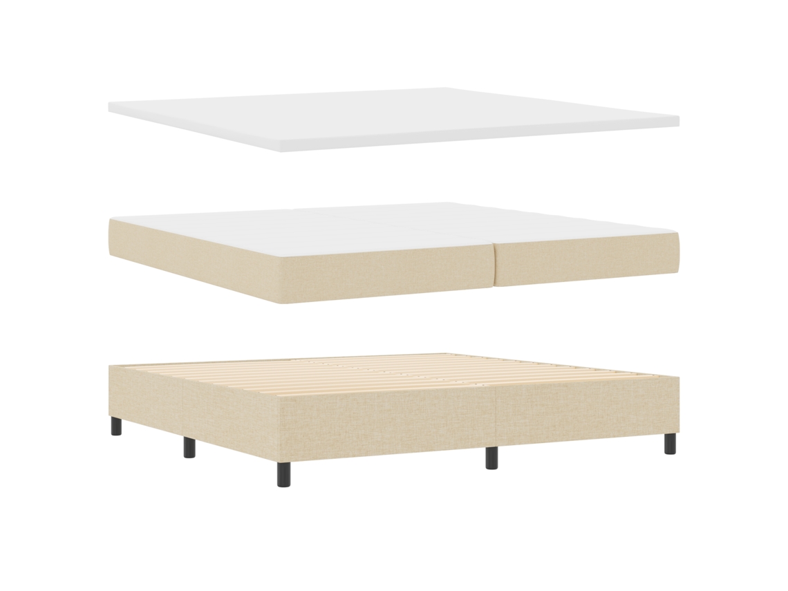 Cama Bospring Com Colchão & Banco Creme Tecido Vidaxl Bege Fabric (200x200 Cm)