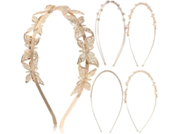 Conjunto De 5 Tiaras Douradas De Metal Para Meninas, Tiaras Decorativas Delicadas, Acessórios De Cabelo Dourados