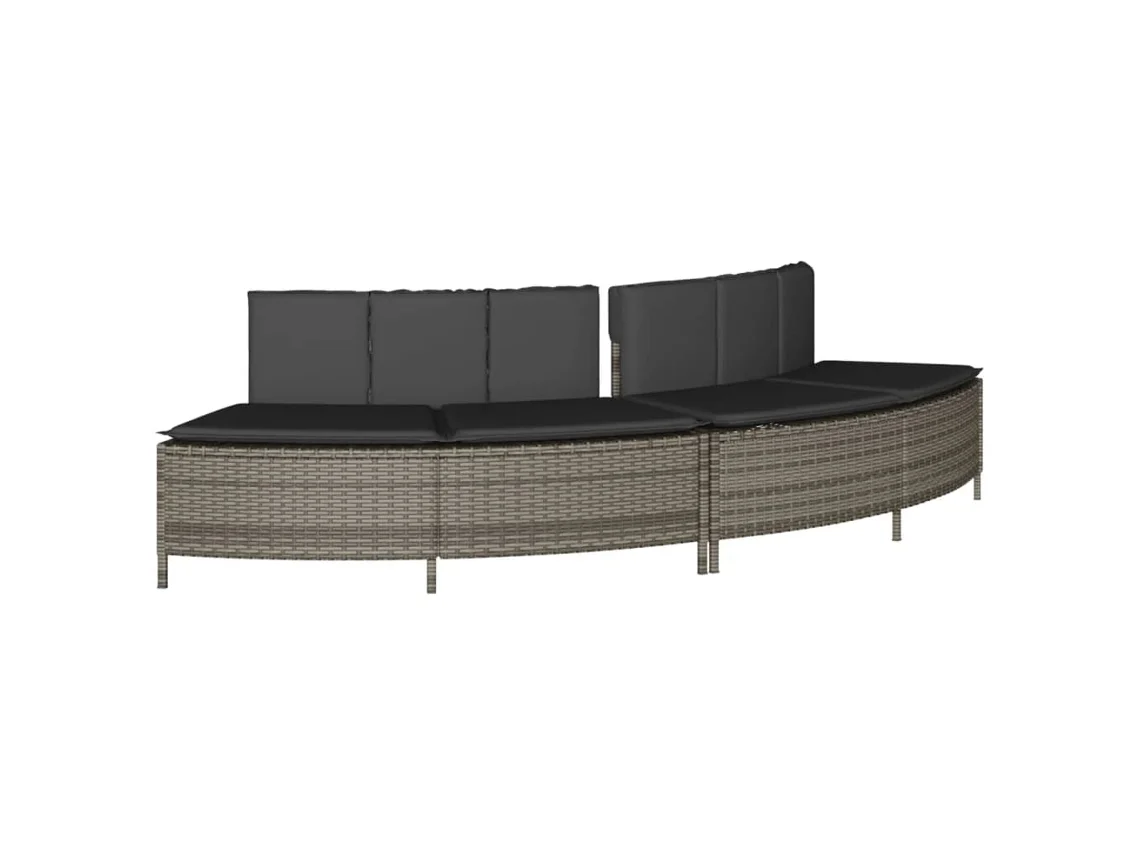 Conjunto de 2 Bancos para Banheira de Hidrom. com Almofadões Vime Pe Cinza MAISON EXCLUSIVE