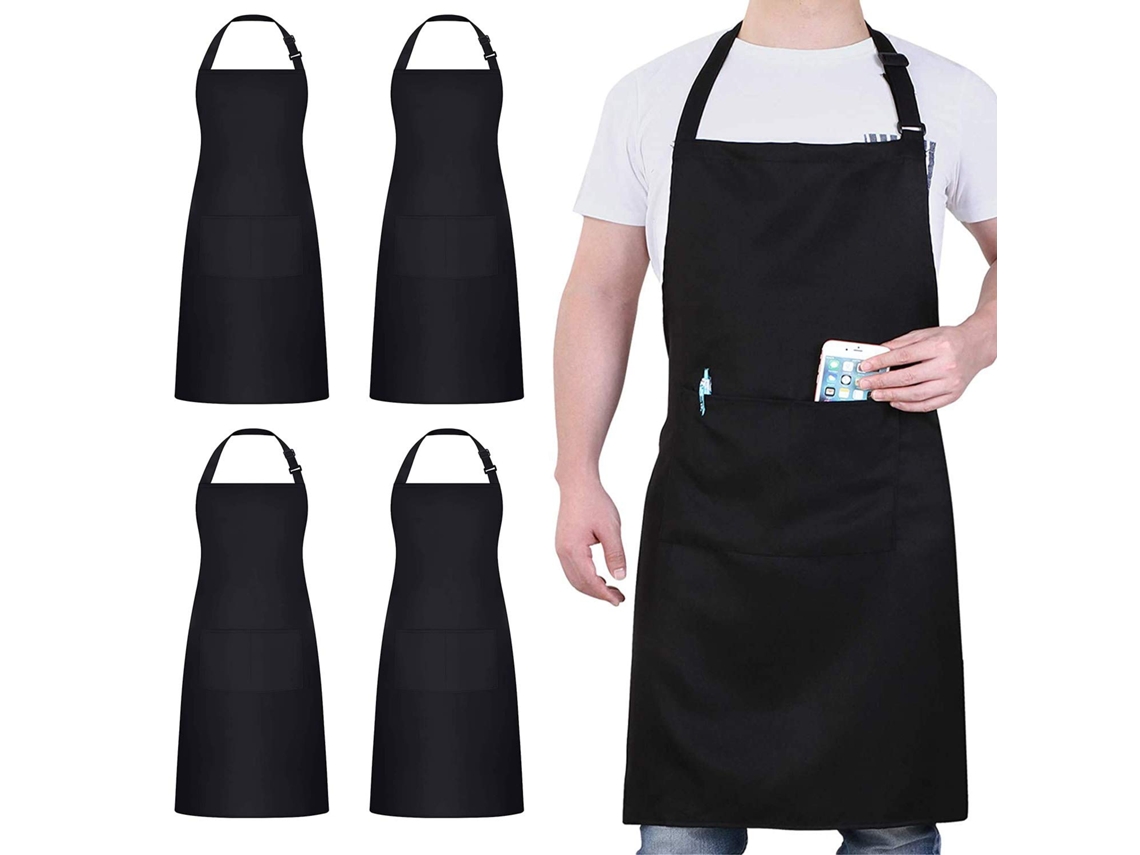 Avental Chef Para Cozinhar E Grelhar, Água, Óleo E Manchas Cozinha Profissional Bib Apron Com Colar Ajustável, Design Leve Durável Para Homens E Mulhe
