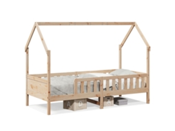 Estrutura de Cama Infantil Formato Casa 90x200 cm Pinho Maciço MAISON EXCLUSIVE