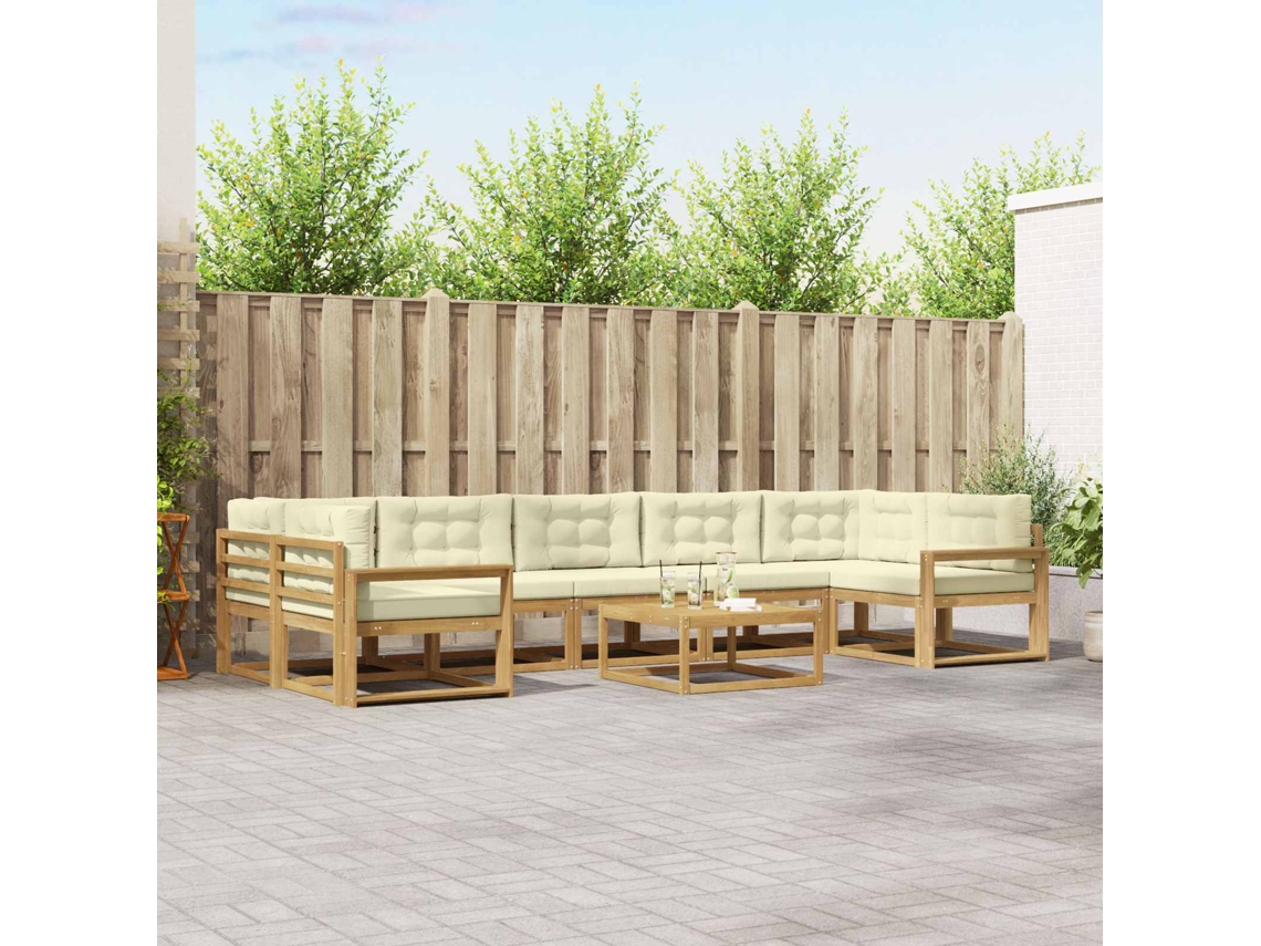 Vidaxl Conjunto De Sofás Para Exterior 6 Unid. Branco E Creme