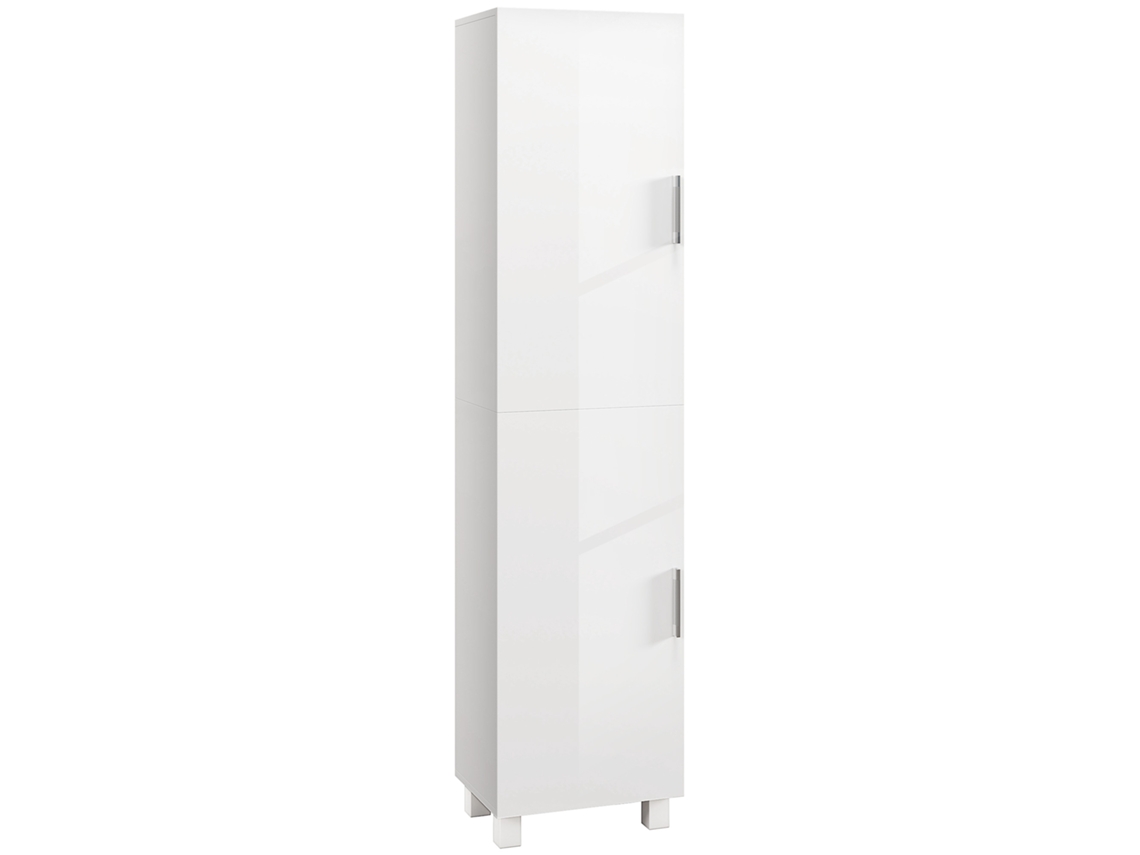 Armário de banheiro alto, com 2 portas, prateleiras ajustáveis, 40x30x167,5cm, branco