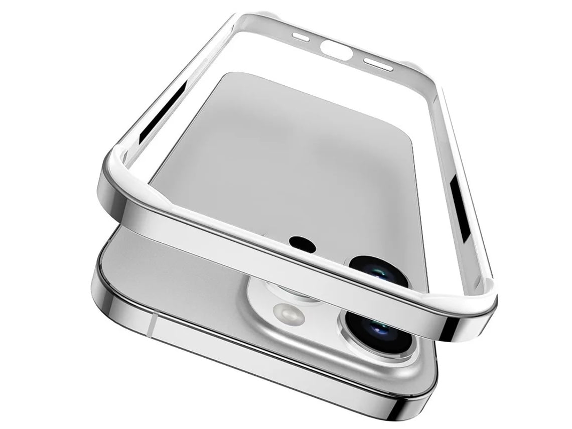 Capa Bumper Dual Prata para iPhone 14 pro max VEANXIN Alumínio Prateado