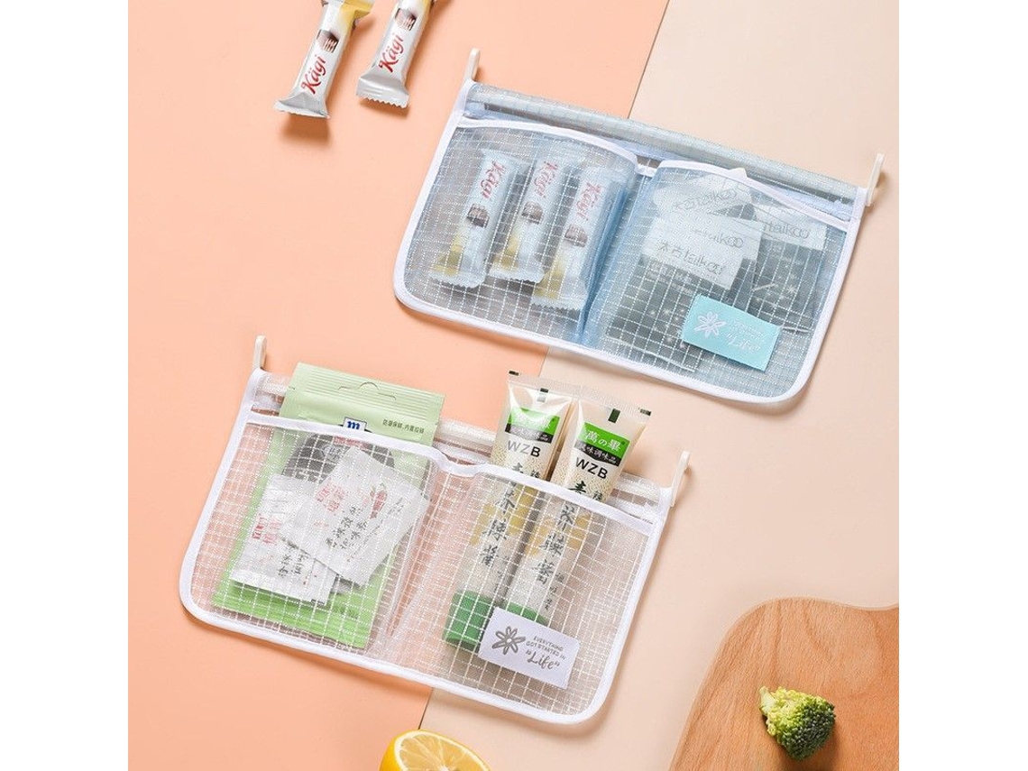 2 sacolas de armazenamento de malha para geladeira, com compartimentos duplos | S/MARCA