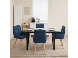 Vidaxl Cadeiras De Jantar 4 Pcs Tecido Azul 60 X 56 X 96 Cm