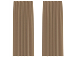 Cortinas de Voile com Bolsos para Varão 2 Pcs Castanho claro MAISON EXCLUSIVE