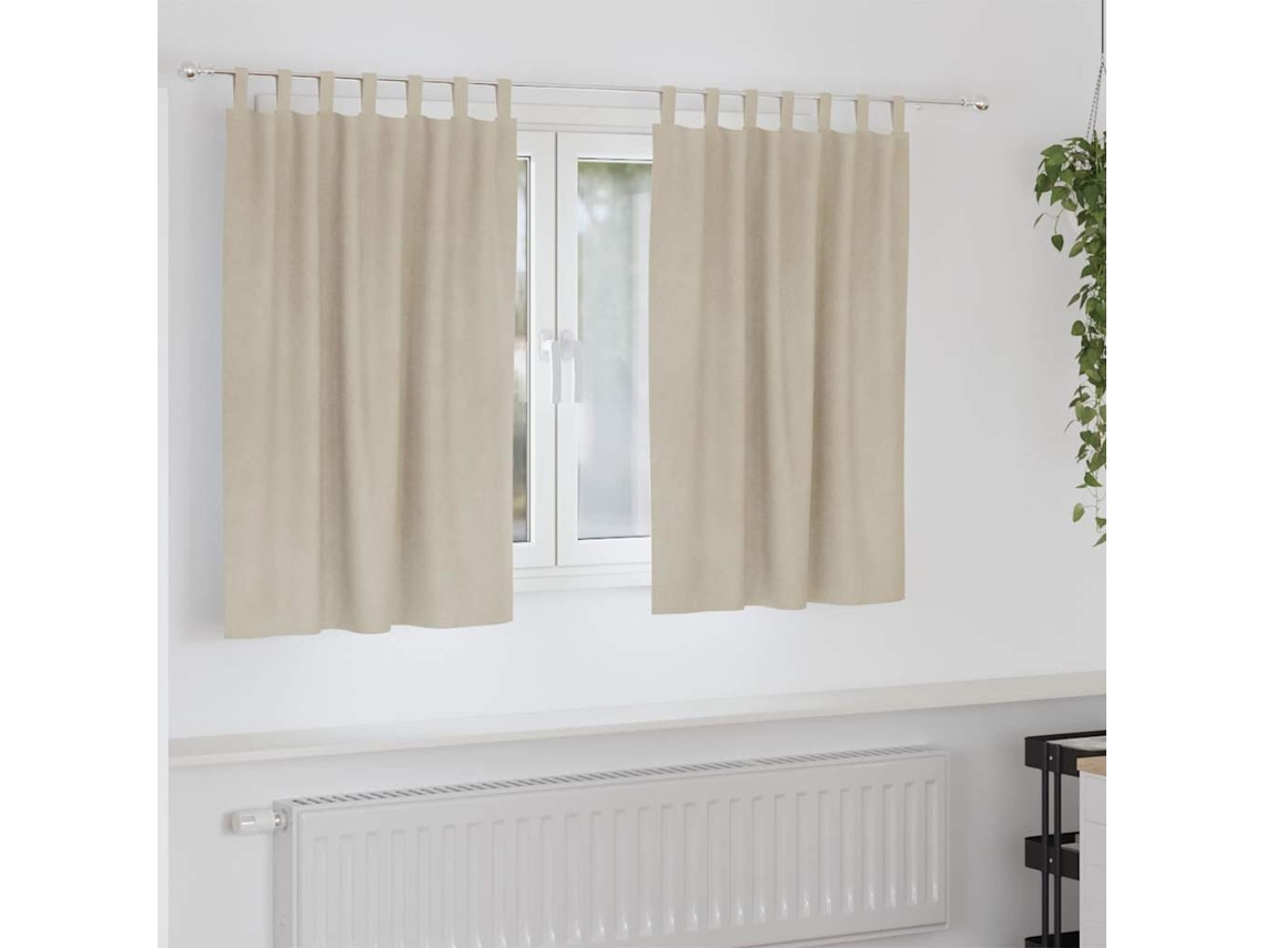 Vidaxl Cortinas Opacas 2 Unid. Creme 140 X 140 Cm Veludo