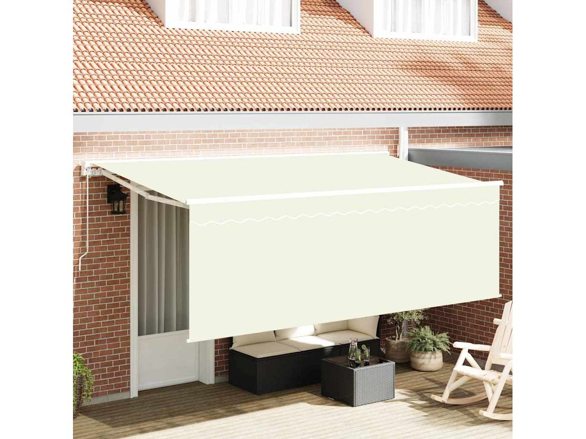 Vidaxl Toldo Retrátil Manual Creme 350 X 200 Cm Poliéster E Alumínio